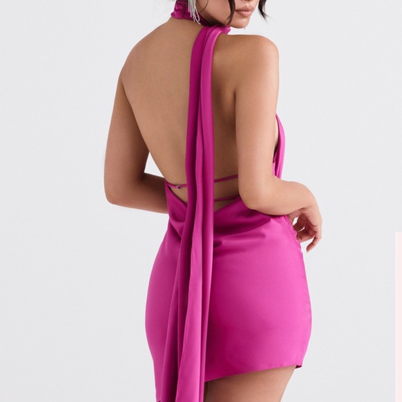 💖 HOUSE OF CB HOT PINK WRAP NECK DRESS 💖 - Picture 8 of 15